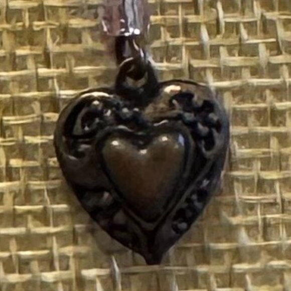 Bronze Two Strand Hanging Heart Necklace - Picture 3 of 5